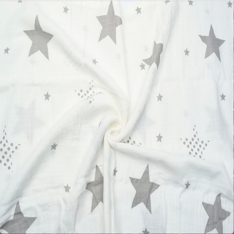 Star Design Silky Soft Bamboo cotton Breathable Muslin Swaddle 120x120cm